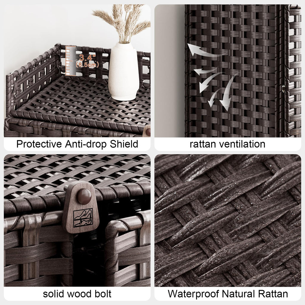 Rattan Shoe Cabinet, 6-Tier 39.8" Tall Shoe Storage Cabinet with Adjustable Shelves, 20 Pairs Storage Cabinet with