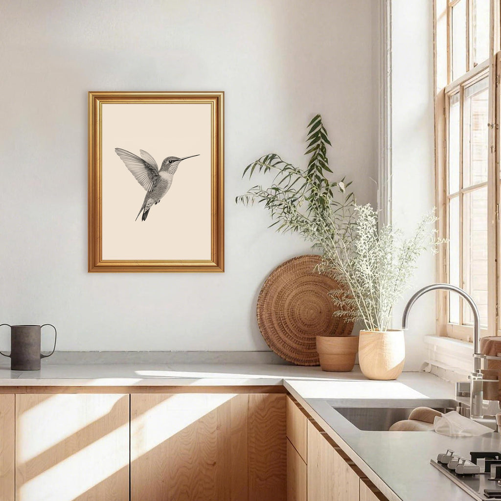 Hummingbird Illustration Wall Art, Gold-Tone Frame, 12 x 16 Inches