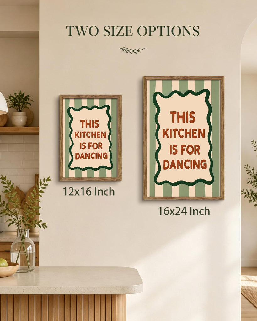 Framed This Kitchen Is for Dancing Wall Art, Kitchen Quote Canvas Print Poster, Vintage Farmhouse Typography Kitchen