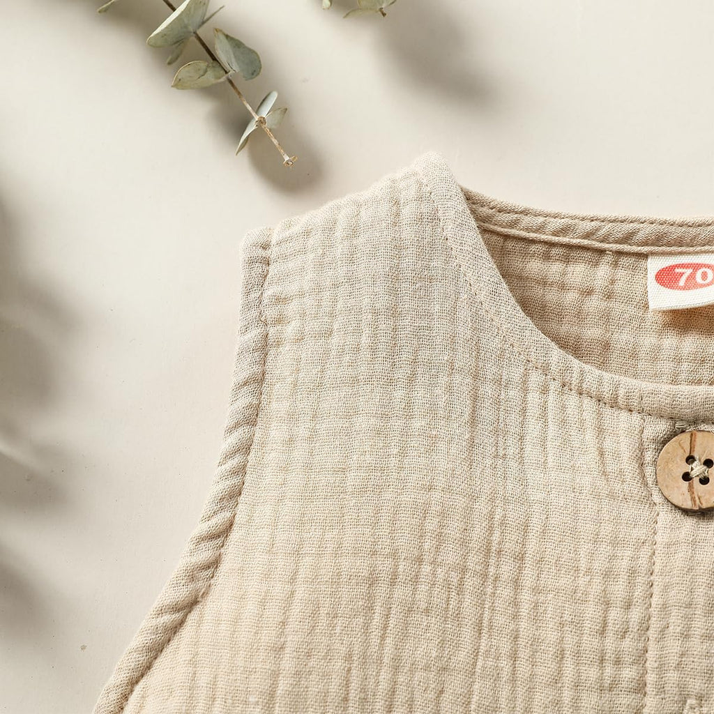 Infant Baby Boys Girls Cotton Linen Romper Summer Jumpsuit Sleeveless Overalls Clothing Set