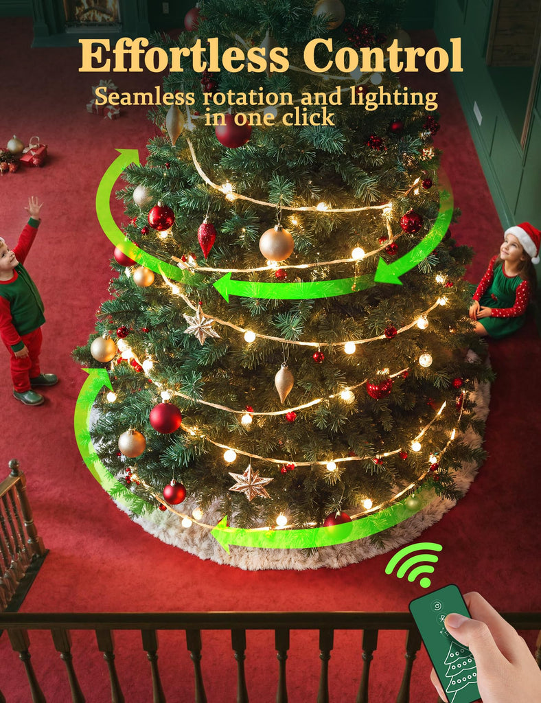 360° Rotating Christmas Tree Stand with Remote, UL Certified, 7.5FT, 90LB