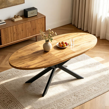 63"-78.7" Extendable Oval Walnut Dining Table for 4-6