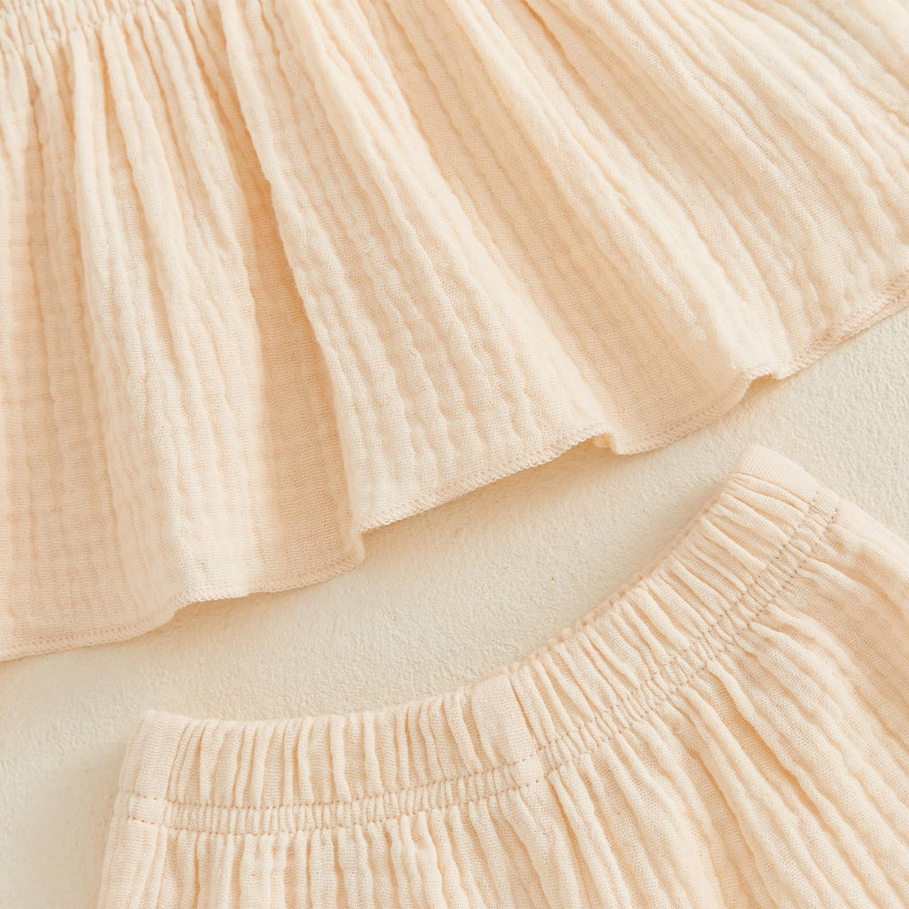 Toddler Baby Girl Summer Clothes Sleeveless Muslin Smocked Top Ruffle Shorts Set 6 9 12 Cute Outfit