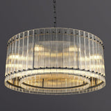 37" Modern Black Round Chandeliers,2-Tier 8-Light Water Ripple Crystal Glass Chandelier,for Dining Room,Living Room,Bedroom,High Ceiling,Foyer Entryway,Luxury Adjustable Hanging Chandelier A119-B0DTTM7R64