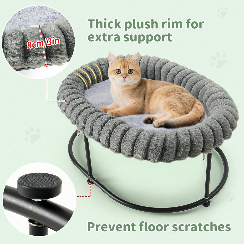 Elevated Cat Bed for Indoor Cats Raised Kitten Hammock Large High Puppy Cot Off Floor Self-Supporting Small Pet Chair