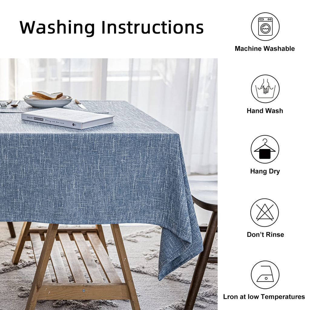 Waterproof Linen Tablecloths Rectangle Dining(54"x86") Dirty Blue