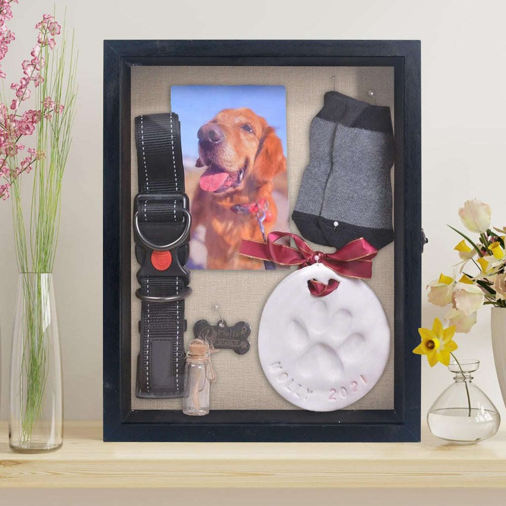 11x14 Pet Memorial Shadow Box with Real Glass for Loss of Dog