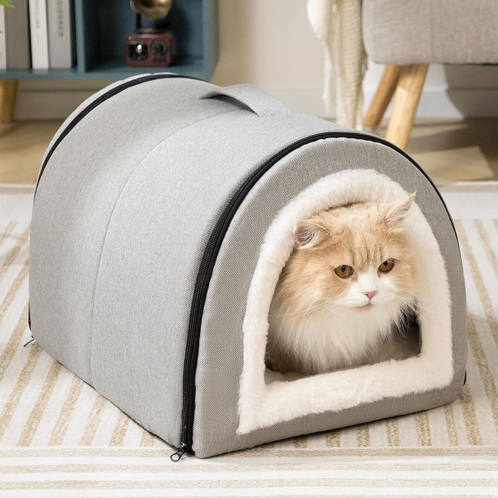 Cat Bed Cave for Indoor Cats for Pets up to 20 lbs, Gray
