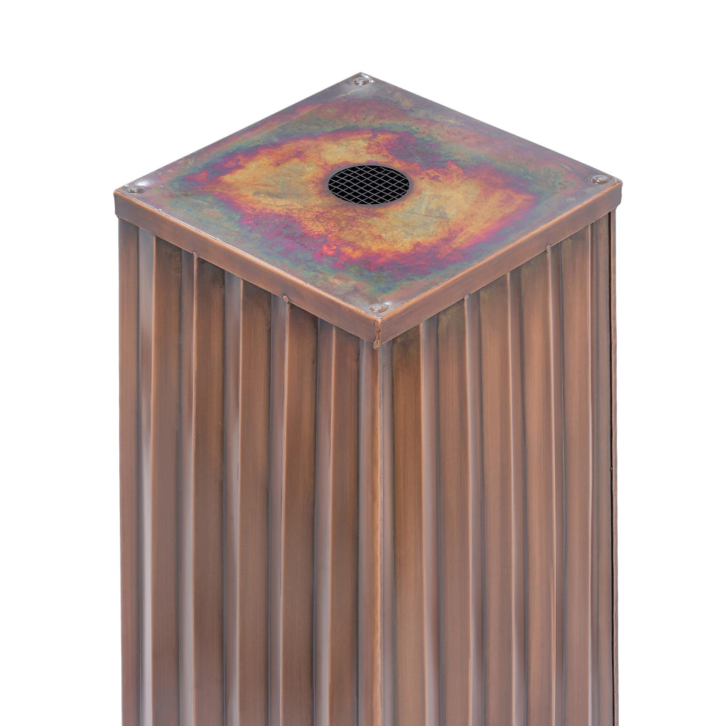 36 in Tall Ribbed Planter, Antique Copper Finish, Lift Out Insert