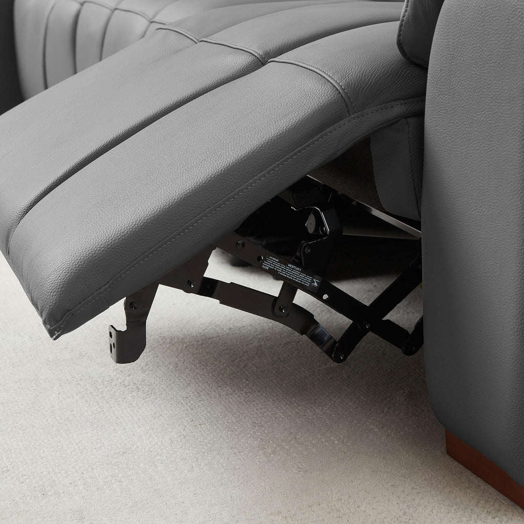Modern 4-Seat Wall-Hugger L-Shaped Electric Recliner Sofa in Genuine Leather with USB, Headrest & Footrest, or Office