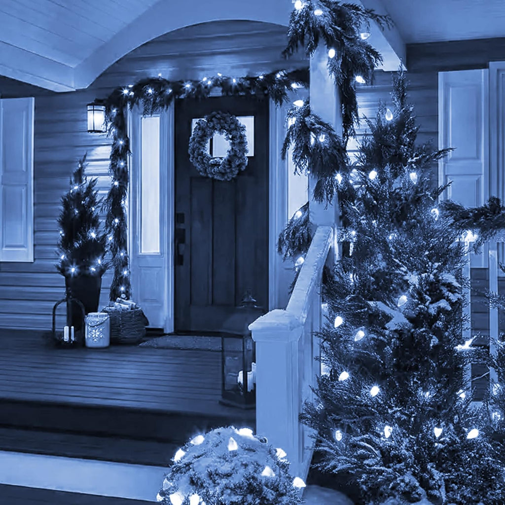 C9 Christmas String Lights, 100 LED 66 FT Waterproof Connectable Green Wire Fairy Lights, Christmas Lights for Indoor