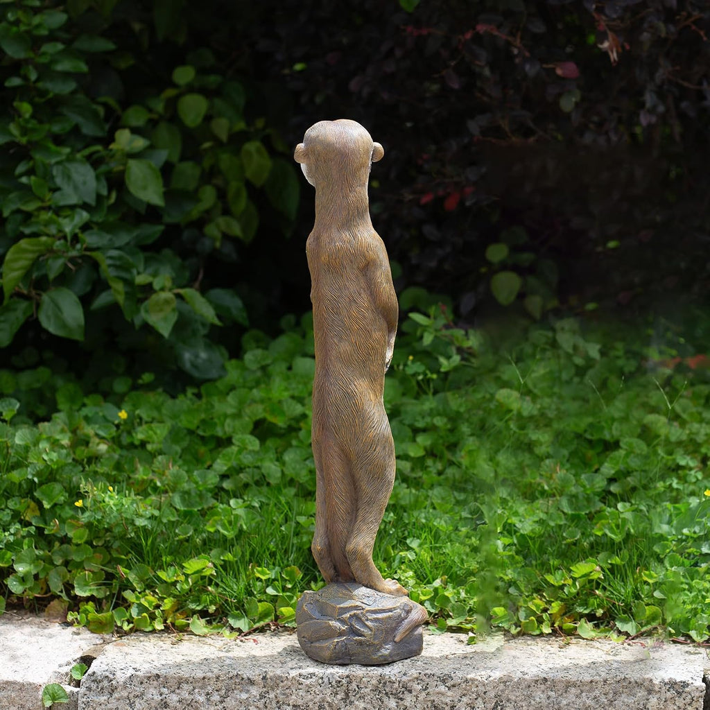 19.2 Inch Height,Outdoor Meerkat Sculpture Garden Decoration Standing Outdoor Sculpture, Weather-Resistant Resin