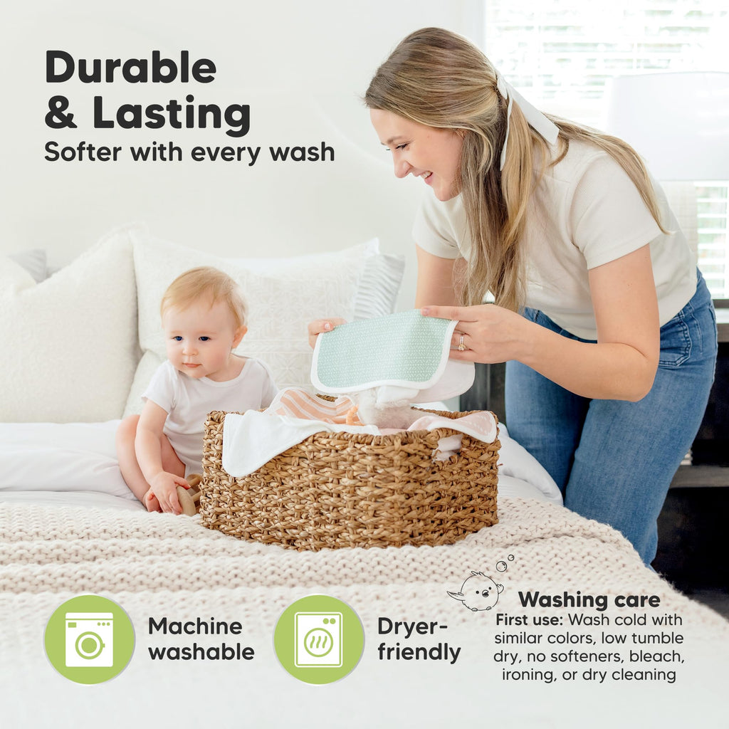 6-Pack Cotton Baby Washcloths for Newborn, Organic Cotton Muslin (Nordic)