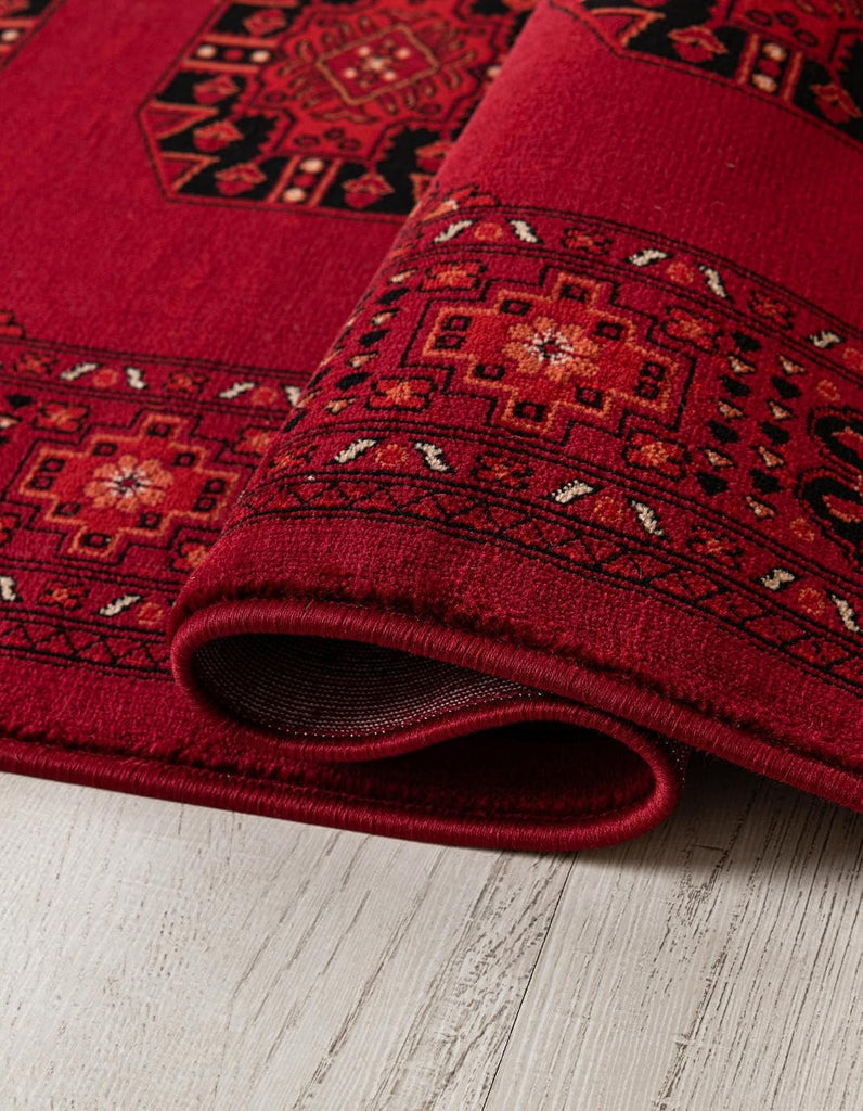 Bokhara Collection Rug - 7' Red Tribal Medallion Rug - Perfect s, Large Dining Rooms, and Home Offices