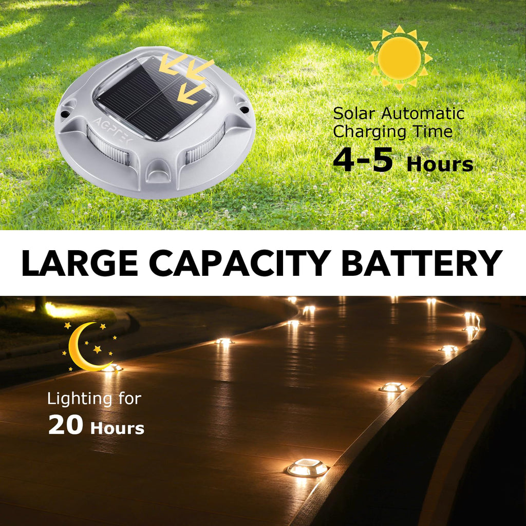 Solar Driveway Lights Outdoor 12 Pack, 2 Color Modes LED Deck Dock