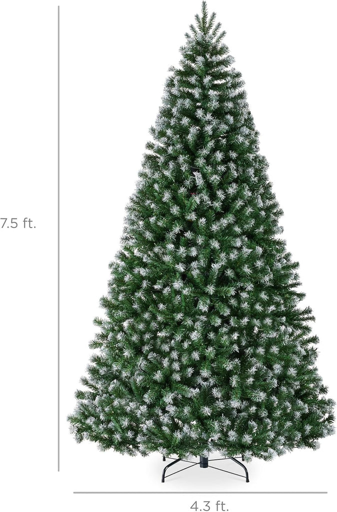Artificial Frosted Christmas Tree, Premium Unlit Realistic Spruce Holiday Décor w/Dense Branches, Metal Base