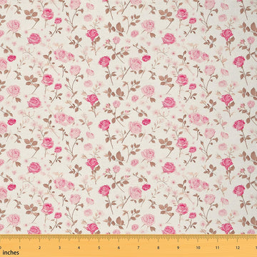 Retro Floral Fabric By The Yard Decorative Soft
