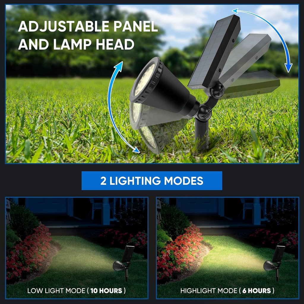 800 Lumens Solar Spot Lights Outdoor,4 Pack 18 LEDs Solar Flood Lights with 2 Modes &Adjustable &IPX65