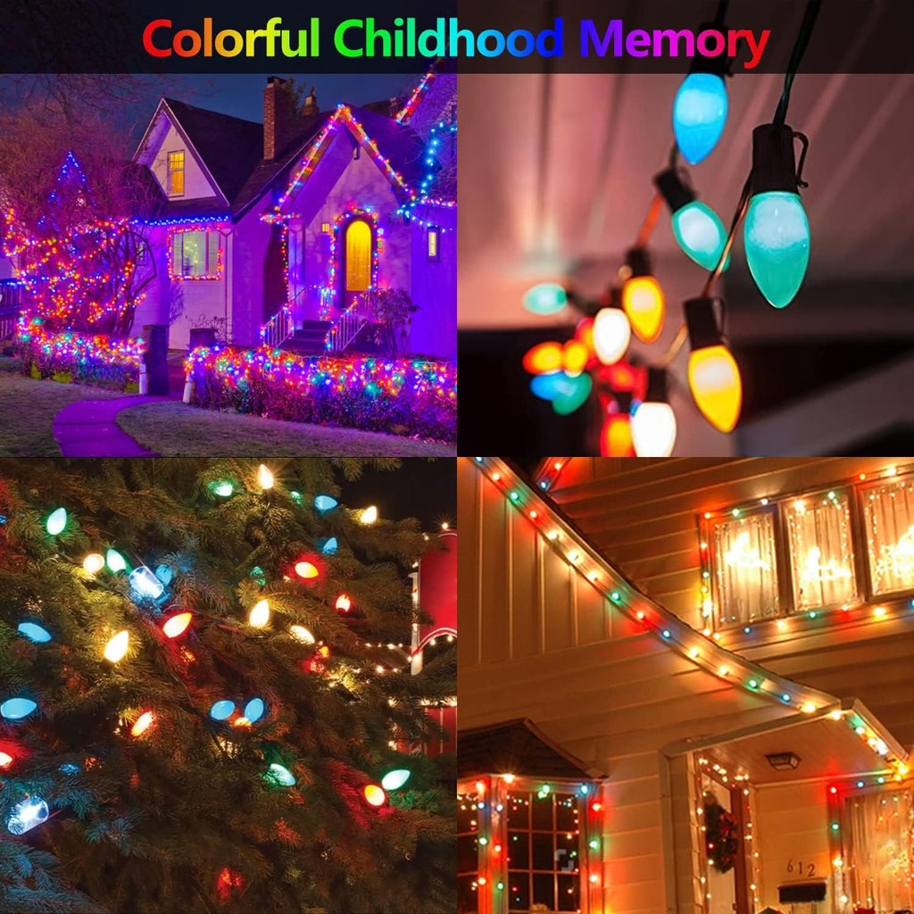 C9 Multicolor Christmas Lights - Waterproof Outdoor and Indoor Christmas Tree Lights UL Certified with 25 Lights with