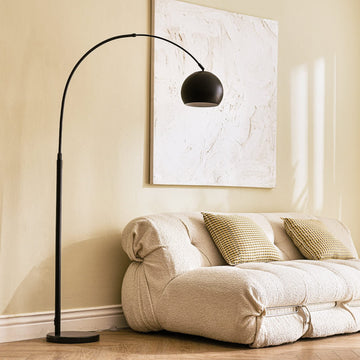 Modern Arc Floor Lamp 69", Arch Floor Lamps with LED Bulb, Inner White Metal Shade and Marble Base, Contemporary