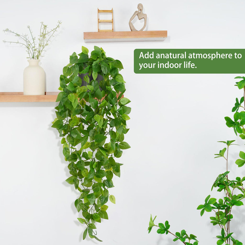 Fake Hanging Plants, 2Pcs Artificial Potted Plant Pothos
