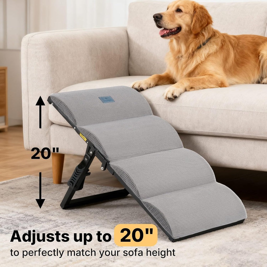Foldable Dog Ramp for Bed Couch Large Dogs, Adjustable 12-20'' High