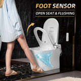 Smart Toilet,Auto Open & Close,Foot Sensor Operation,Auto Flush,Heated Seat,Tankless One Piece Elongated Toilet,T-0099