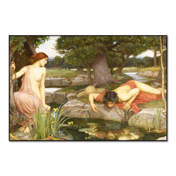 John William Waterhouse Print - Echo and Narcissus Canvas Art Poster - Landscape Oil Painting Reproduction - Fine