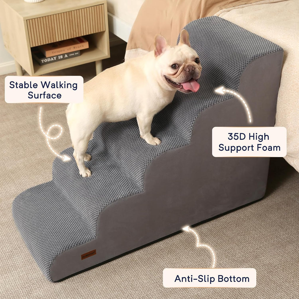 Dog Stairs for High Beds, 26" H 5-Step Pet Ramp for Small & Medium Dogs