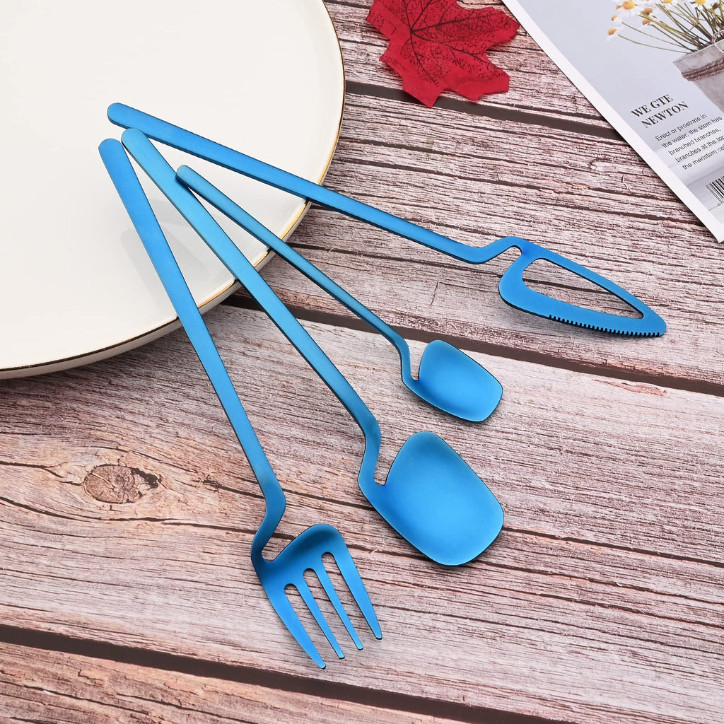Hanging Cup Silverware Set, Satin Finish 28-Piece 304 Stainless Steel Flatware set, Tableware Cutlery Set Service for
