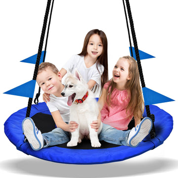 40 Inch Saucer Tree Swing Flying 900lb Weight Capacity 2 Added Hanging Straps Adjustable Multi-Strand Ropes Colorful