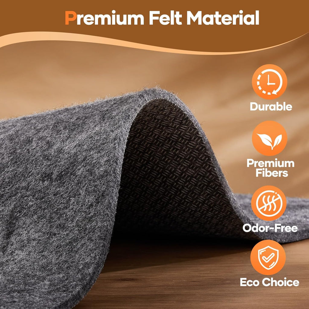 Non Slip Cushioned Rug Pad Gripper, Felt and Silicone Backing, 8 x 10 Ft, 3/8 inch Thick Carpet Liner Protector Mat - Set of 99