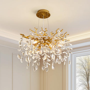 Modern Tree Branch Crystal Chandelier Luxury Gold Crystal Pendant Lighting 18" Contemporary 6-Light Chandeliers