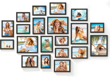 20 Pack Mixed Size Gallery Collage Frame Black | Multi-size Gallery Frames: 4pcs 8x10, 8pcs 5x7, 8pcs 4x6, Supports