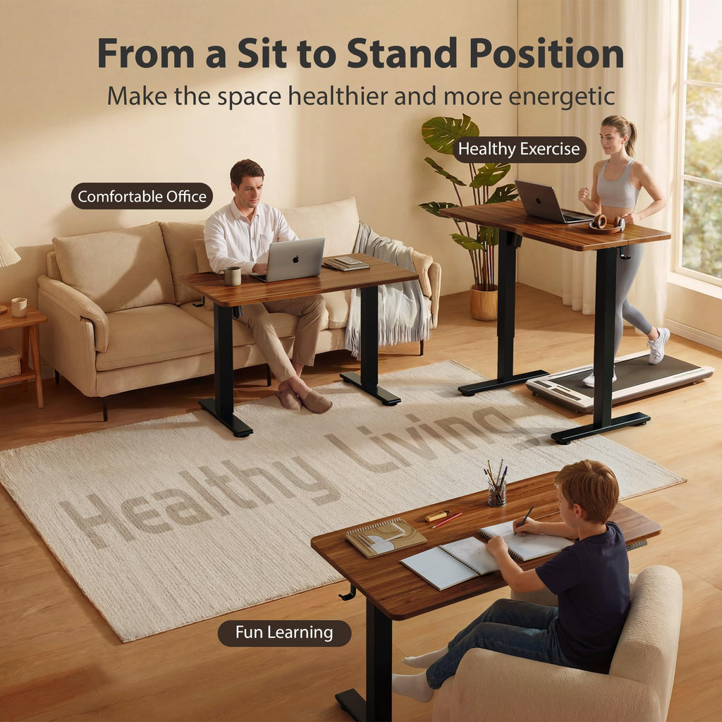 Standing Desk, 55x24 Inches Sit Stand Home Office Desk, Electric Stand up Desk, Adjustable Desk with Splice Board