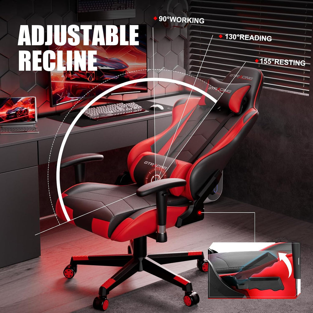 Gaming Chair Racing Office Computer Ergonomic Video Game Chair Backrest and Seat Height Adjustable Swivel Recliner