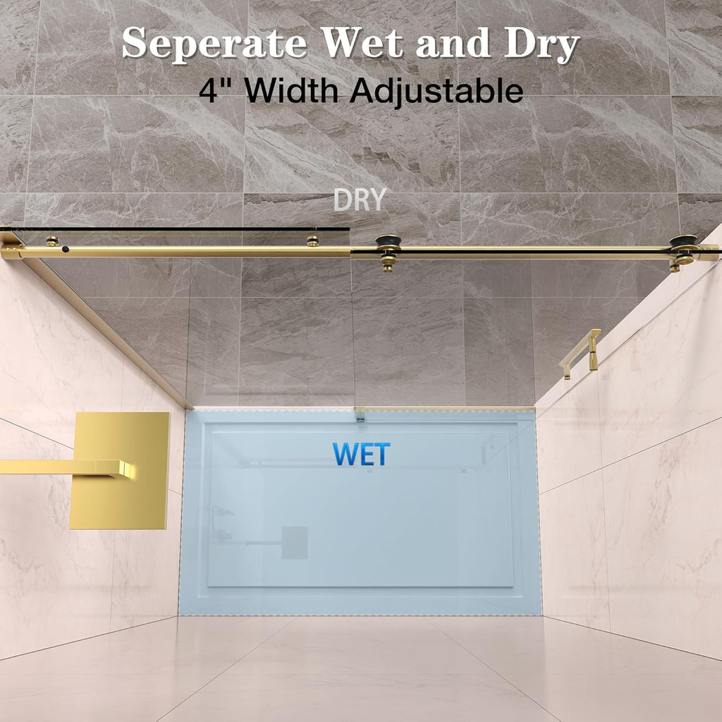 56-60” x 76” Frameless Shower Door, 5/16" (8mm) Clear SGCC Tempered Glass, Bathroom Glass Sliding Shower Doors