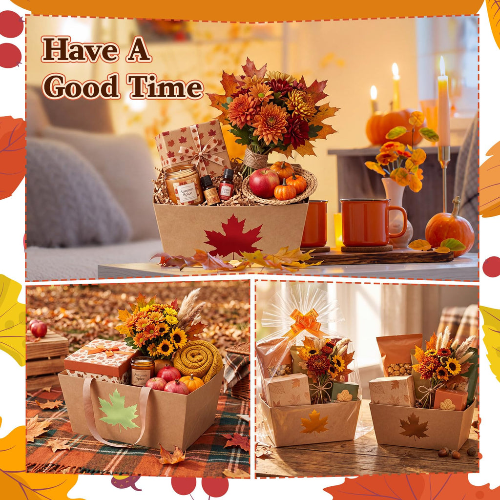 12 Pcs Maple Empty Gift Baskets Bulk, 9.8x6.5 Inch Kraft Basket