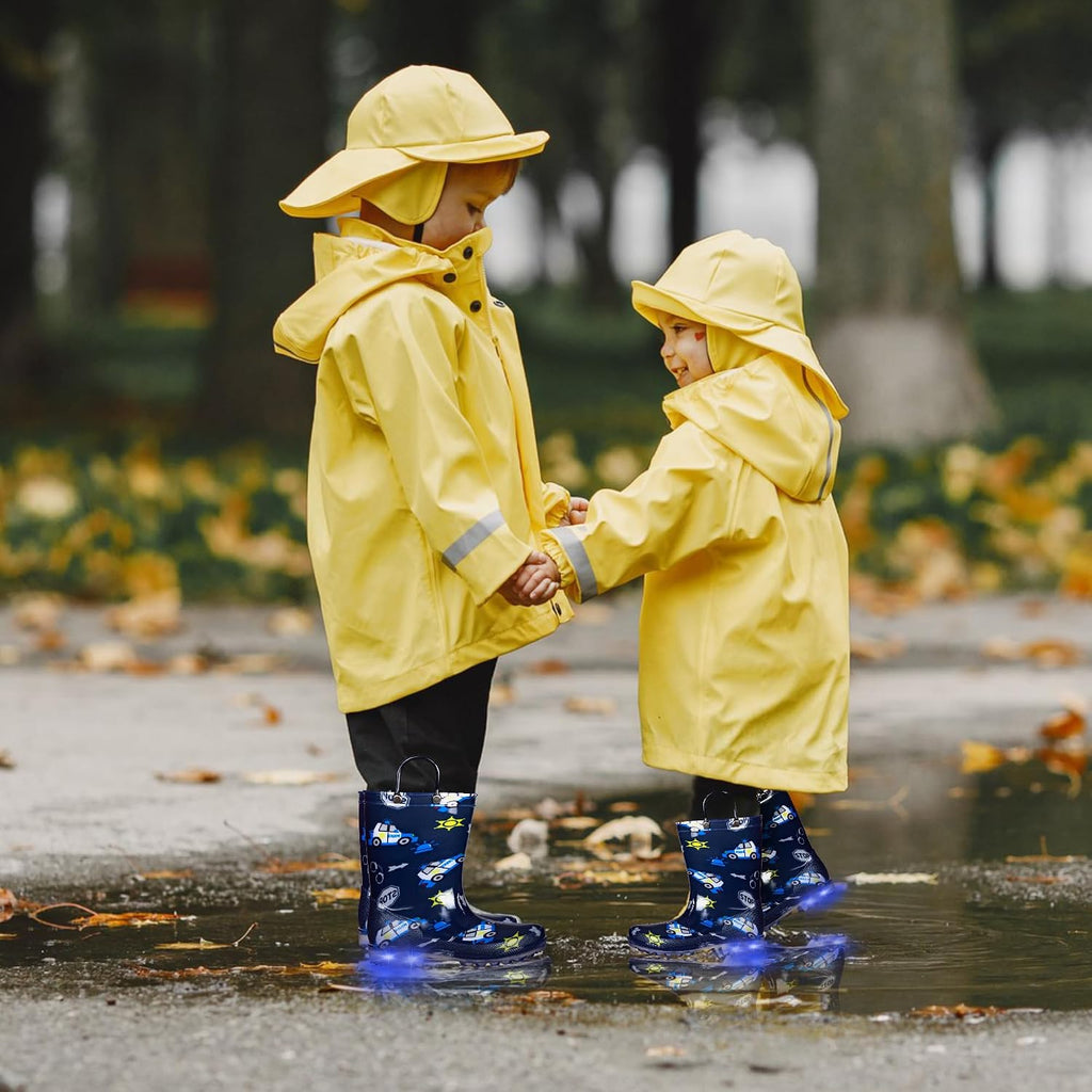 Toddler Rain Boots Kids With Glitter Light up Rain Boots With Easy-on Handles Waterproof For Boys and Girls