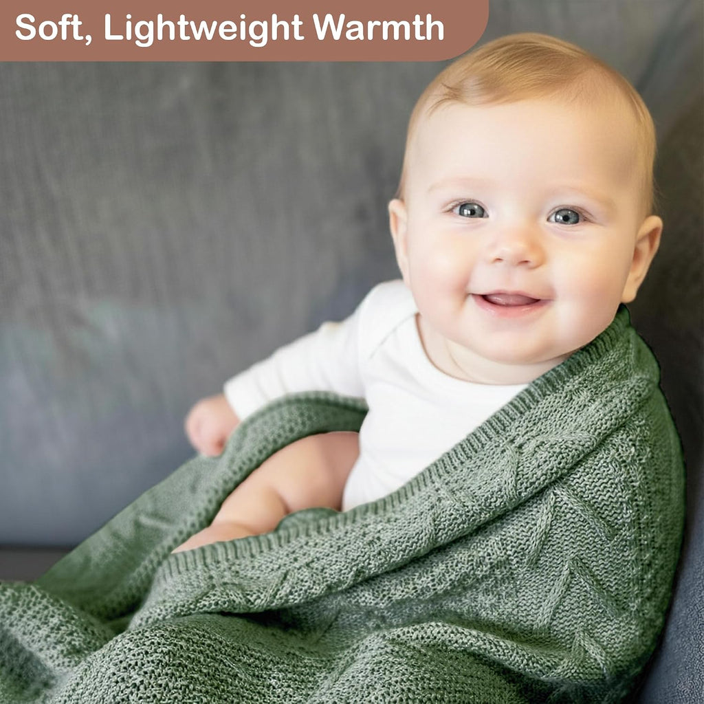 Organic Cotton Knit Baby Blanket Unisex Infant & Toddler 31x43