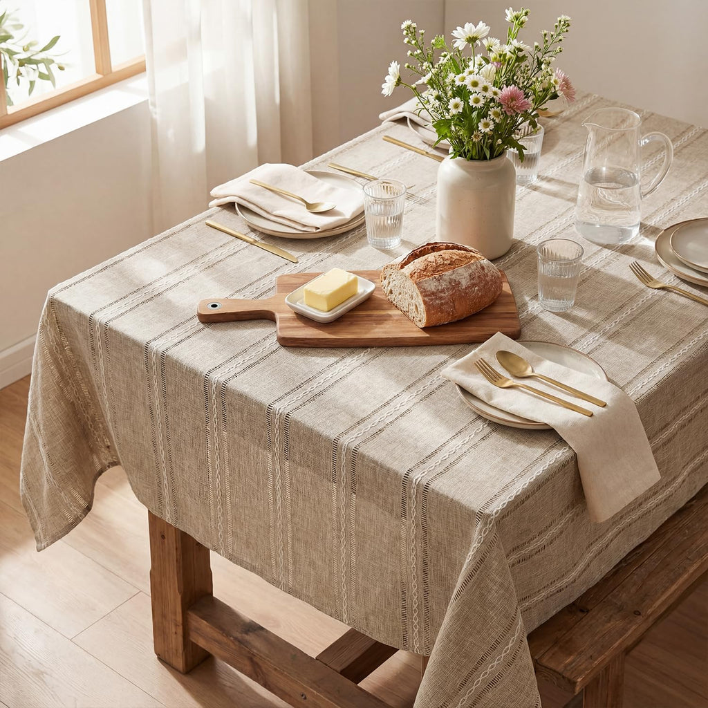 Light Coffee Rectangular Tablecloth, 60×84 Inch, Rustic Style
