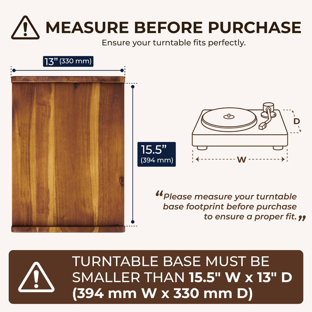 Wooden LP Record Player Stand, 3-Tier Turntable Stand Cabinet Holds up to 100 Albums, Metal Record Storage Holder and