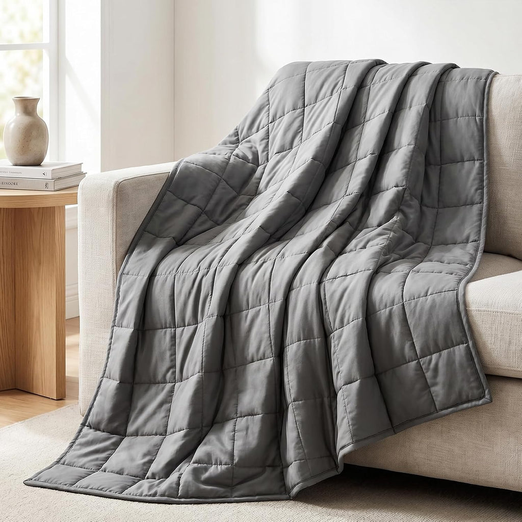 Cooling Weighted Blanket for Adults 15 lbs, 48"x72" Twin Size Heavy Blanket for Sleeping, Soft Breathable Cotton with
