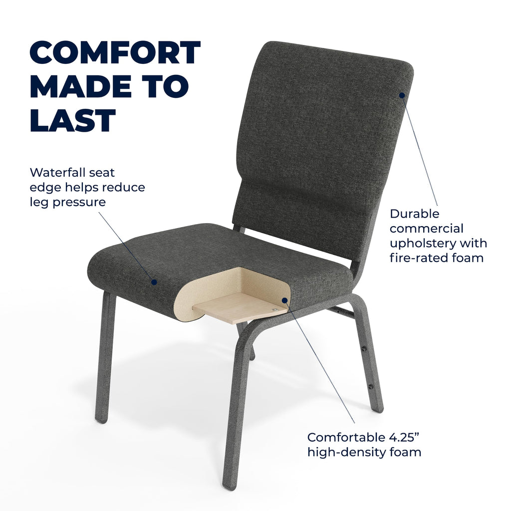 Hercules 18.5 in Wide Fabric Church Chair, Dark Gray