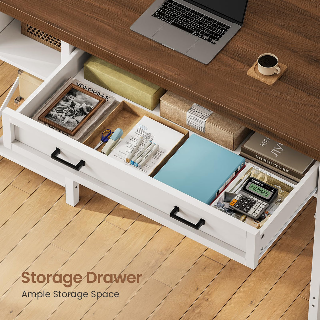 40" Farmhouse Small Desk with Drawers for Small Space, Bedroom
