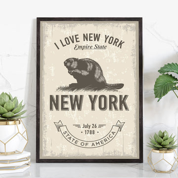 York State Poster, 24x36 Inches, Unframed, Satin Finish, Wall Mount, Home Office Wall