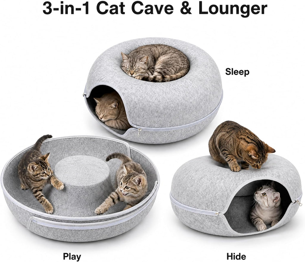 Cat Cave Donut Bed for Indoor Cats