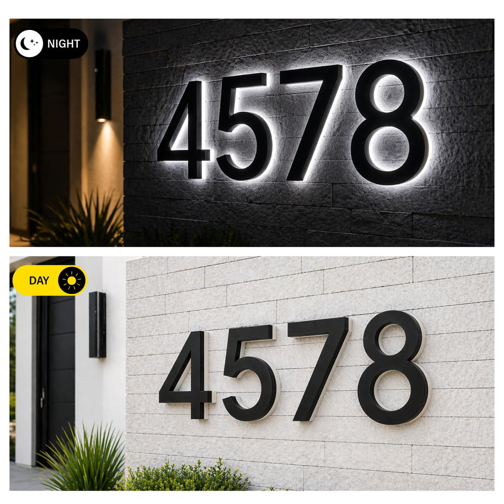 5 Inch Backlit LED House Number, 5000K White, ABS Polymer (0, Black)