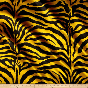 Satin Zebra Yellow Fabric By The Yard
