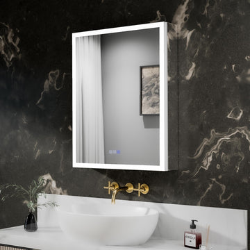 24x30 Inch Lighted Medicine Cabinet, Recessed or Surface LED Medicine Cabinet with Adjustable Shelves, Anti-Fog
